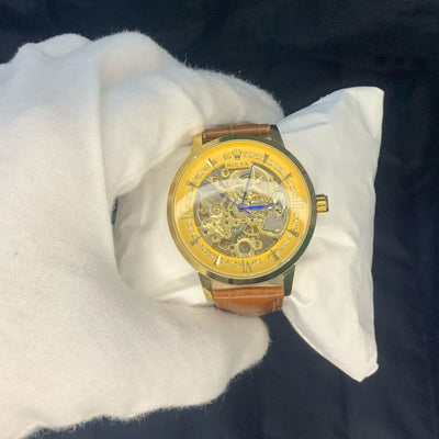Rolex Automatic Skeleton Watch Leather Strap