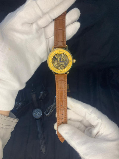 Rolex Automatic Skeleton Watch Leather Strap