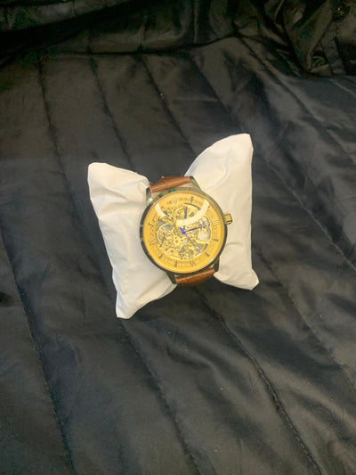 Rolex Automatic Skeleton Watch Leather Strap